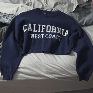 Pink Rose Navy Blue Crop Top